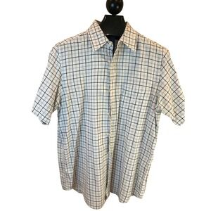 Chaps Mens Plaid Short Sleeve Button Up Shirt Size L G Cotton